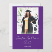 Aangepast Paars Afstuderen met achtergrondfoto Kaart (Achterkant)