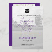 Aangepast Paars Afstuderen met achtergrondfoto Kaart (Voorkant / Achterkant)