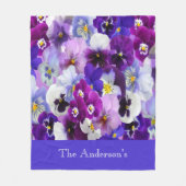 Aangepast Paars blauw-Floral-Pansy-ventilator Fleece Deken (Voorkant)