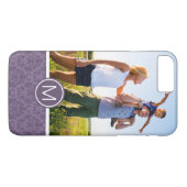 Aangepast Paars bloemkool voor foto's en monogram  Case-Mate iPhone Case (Achterkant (Horizontaal))