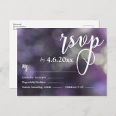 Aangepast Paars Bokeh Light & Typografie 32 RSVP Briefkaart (Voorkant / Achterkant)