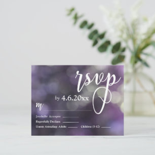 Aangepast Paars Bokeh Light & Typografie 32 RSVP Briefkaart