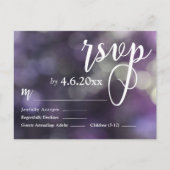 Aangepast Paars Bokeh Light & Typografie 32 RSVP Briefkaart (Voorkant)