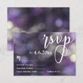 Aangepast Paars Bokeh Light & Typografie 32 RSVP Kaartje (Voorkant / Achterkant)