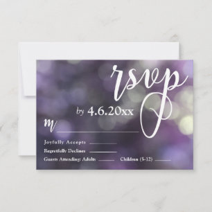 Aangepast Paars Bokeh Light & Typografie 32 RSVP Kaartje