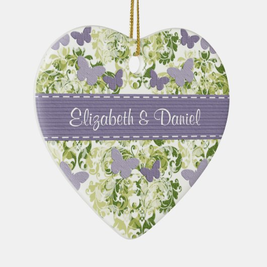 Aangepast Paars-Butterfly-sierweddenschappen Keramisch Ornament (Rechts)