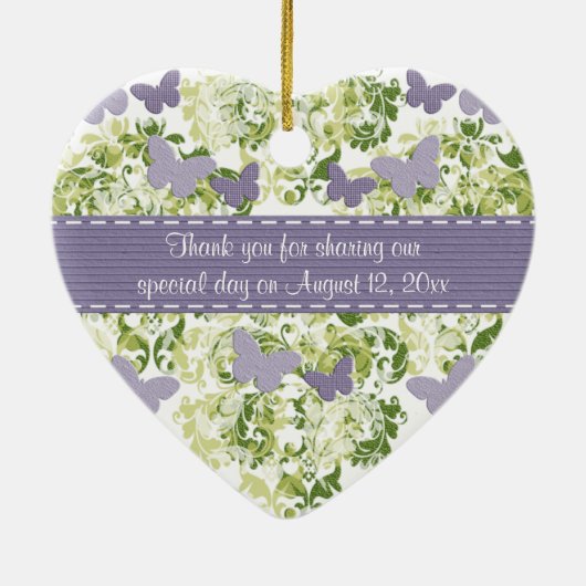 Aangepast Paars-Butterfly-sierweddenschappen Keramisch Ornament (Achterkant)