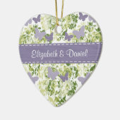 Aangepast Paars-Butterfly-sierweddenschappen Keramisch Ornament (Links)