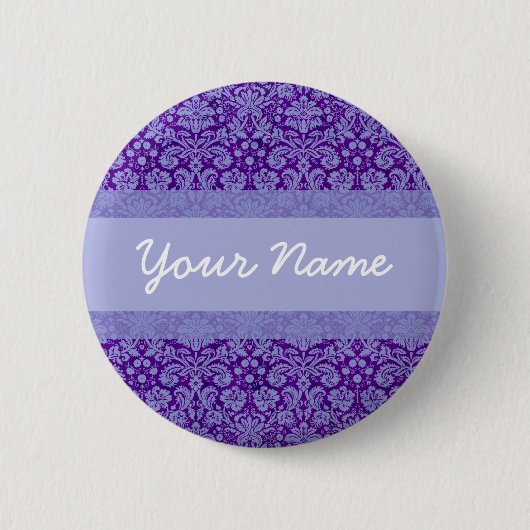 Aangepast Paars Damask Ronde Button 5,7 Cm (Voorkant)