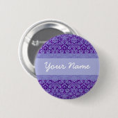 Aangepast Paars Damask Ronde Button 5,7 Cm (Voorkant /achterkant)