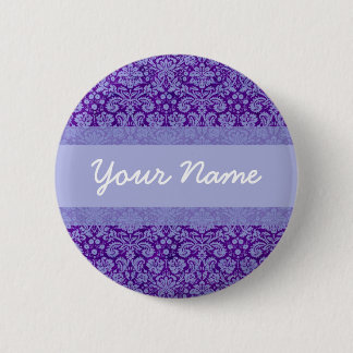 Aangepast Paars Damask Ronde Button 5,7 Cm