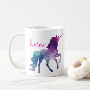 Aangepast Paars en blauw Magisch Unicorn Koffiemok