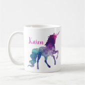 Aangepast Paars en blauw Magisch Unicorn Koffiemok (Links)