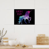 Aangepast Paars en blauw Magisch Unicorn Poster (Keuken)