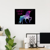 Aangepast Paars en blauw Magisch Unicorn Poster (Thuiskantoor)