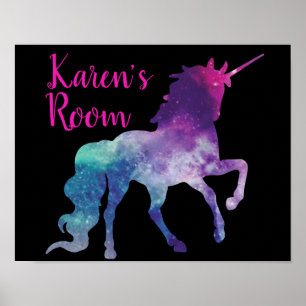 Aangepast Paars en blauw Magisch Unicorn Poster