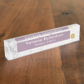 Aangepast Paars en grijze marmer voor classy Naambordje (Zijkant)