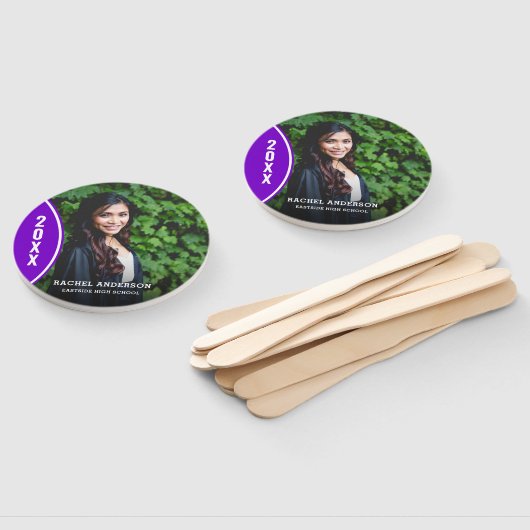 Aangepast Paars en wit Afstuderen Foto Handje Fan Handwaaier (Niet-gemonteerd)