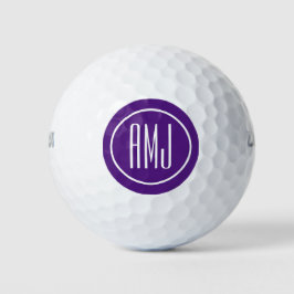 Aangepast paars en wit monogram golfballen