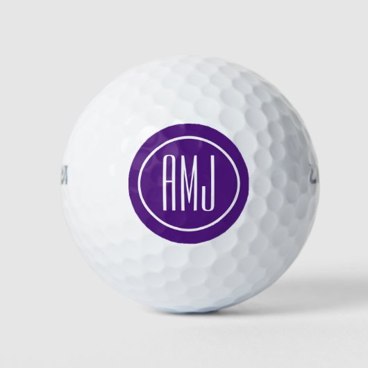 Aangepast paars en wit monogram golfballen (Voorkant)