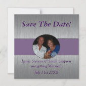 Aangepast Paars en zilver bespaart de datum magnee Magnetische Uitnodiging (Voorkant)