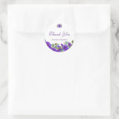 Aangepast Paars Floral Hartelijk dank Ronde Sticker (Tas)