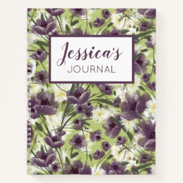 Aangepast Paars Floral Journal-Notitieboek Notitieboek