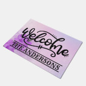 Aangepast Paars Floral Welkom Deurmat (Schuin)