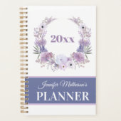 Aangepast Paars Floral Wreath Daily Planner (Voorkant)