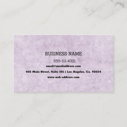 Aangepast Paars gekraakt Visitekaartje textiel (Achterkant)