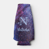 Aangepast Paars glitter Flesjeskoeler (Voorkant)