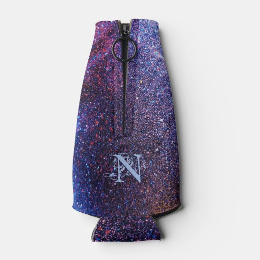 Aangepast Paars glitter Flesjeskoeler (Achterkant)