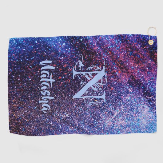 Aangepast Paars glitter Golfhanddoek (Horizontaal)