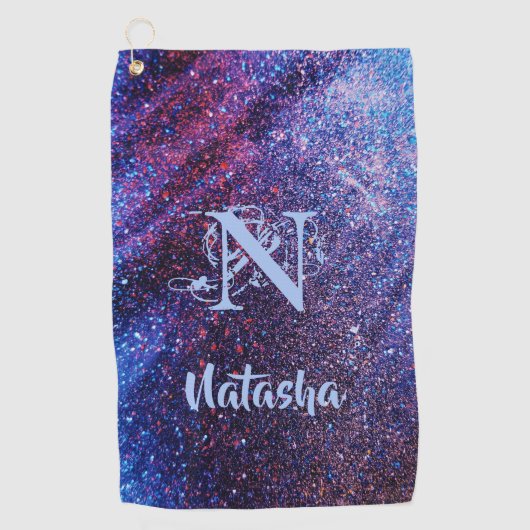 Aangepast Paars glitter Golfhanddoek (Voorkant)