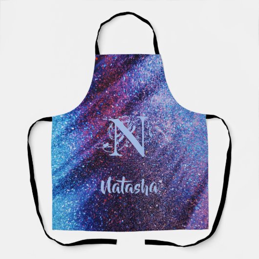 Aangepast Paars glitter Schort (Voorkant)