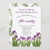 Aangepast Paars Iris Floral Waterverf Baby shower (Voorkant / Achterkant)