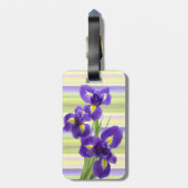 Aangepast Paars Iris Waterverf Stripes Art Pattern Bagagelabel (Achterkant verticaal)