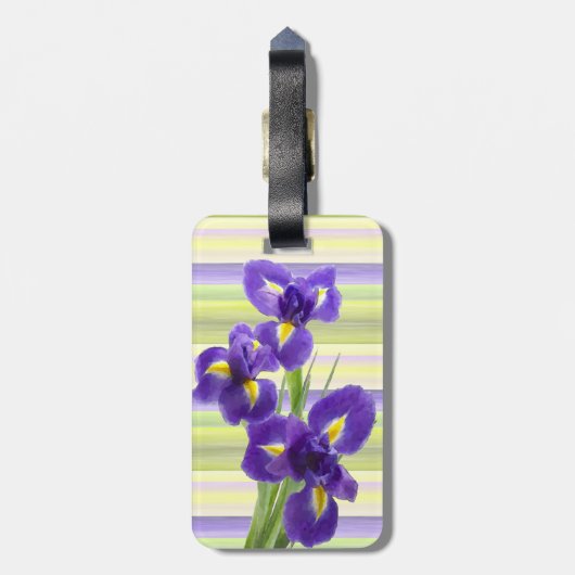 Aangepast Paars Iris Waterverf Stripes Art Pattern Bagagelabel (Achterkant verticaal)