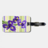 Aangepast Paars Iris Waterverf Stripes Art Pattern Bagagelabel (Achterkant horizontaal)