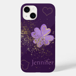 Aangepast Paars kanteltje Glitter iPhone / iPad ca Case-Mate iPhone 14 Hoesje