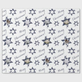 Aangepast Paars kerstfeest op foto Stary Merry Cadeaupapier (Vlak)