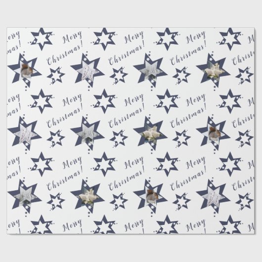 Aangepast Paars kerstfeest op foto Stary Merry Cadeaupapier (Vlak)