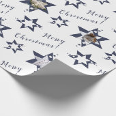 Aangepast Paars kerstfeest op foto Stary Merry Cadeaupapier (Hoek)