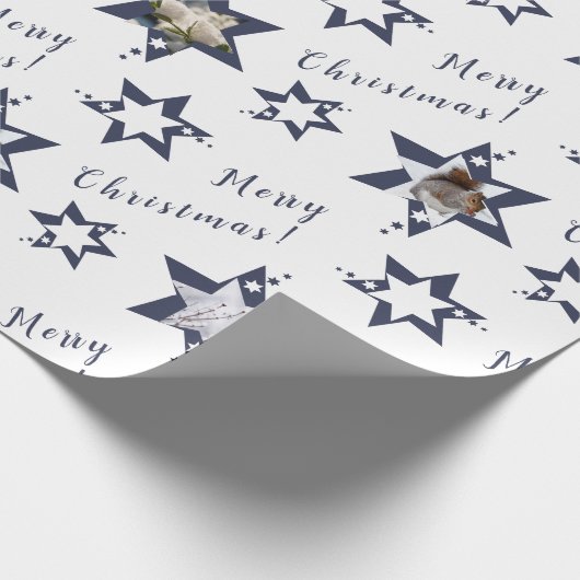 Aangepast Paars kerstfeest op foto Stary Merry Cadeaupapier (Hoek)