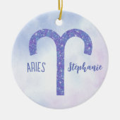 Aangepast Paars kerstfeest voor de hemelsnaam Cute Keramisch Ornament (Voorkant)