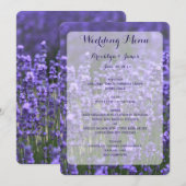 Aangepast paars lavendel trouwmenu menu (Voorkant / Achterkant)