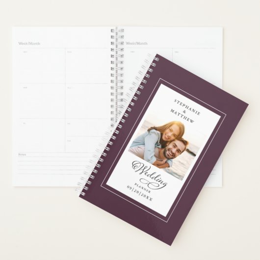 Aangepast Paars legant script voor bruiloft foto's Planner (Display)