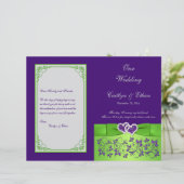 Aangepast Paars, Limoen, grijs bruiloft Programma  (Staand voorkant)