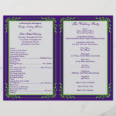 Aangepast Paars, Limoen, grijs bruiloft Programma  (Achterkant)