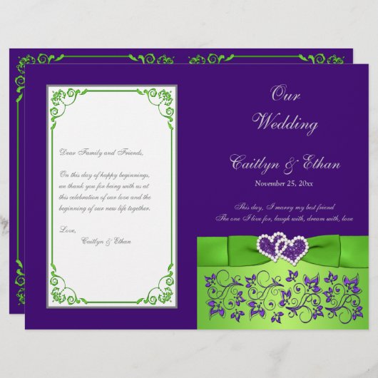 Aangepast Paars, Limoen, grijs weddenschapsprogram (Voorkant / Achterkant)